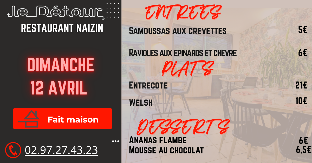 Carte du dimanche 12 Avril